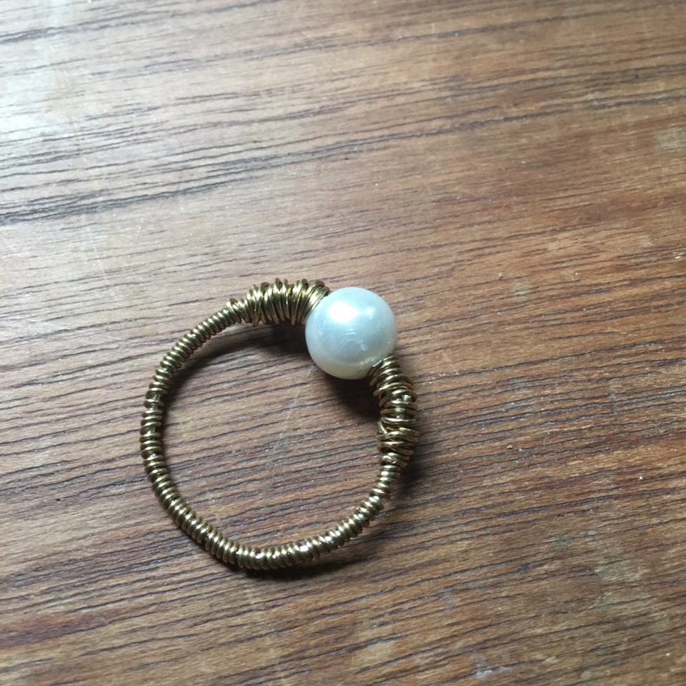 Handcrafted Gold Wire Wrapped Pearl Ring